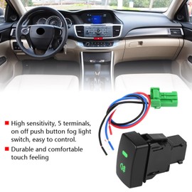 Fog Light Switch, KIMISS 5 Pin Car Push Button Fog Light Switch in Plastic Black High Sensitivity Vehicle Fog Light Switch On/Off for FIT, for Civic, for CR-V, for Accord