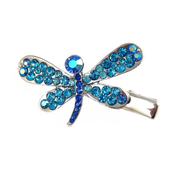Aqua Blue Dragonfly Hair Clip 1-1/2" x 1" - 1 Piece