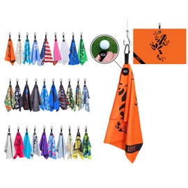 Scale Wear Design Magnetic Microfiber Waffle Golf Towel – Large 16"x24" Clean Golf Club Ball Magnet Clip to Hang on Bag Cart Strong Premium Strength Ultra Absorbent Gear Black Men (Rippit Orange)