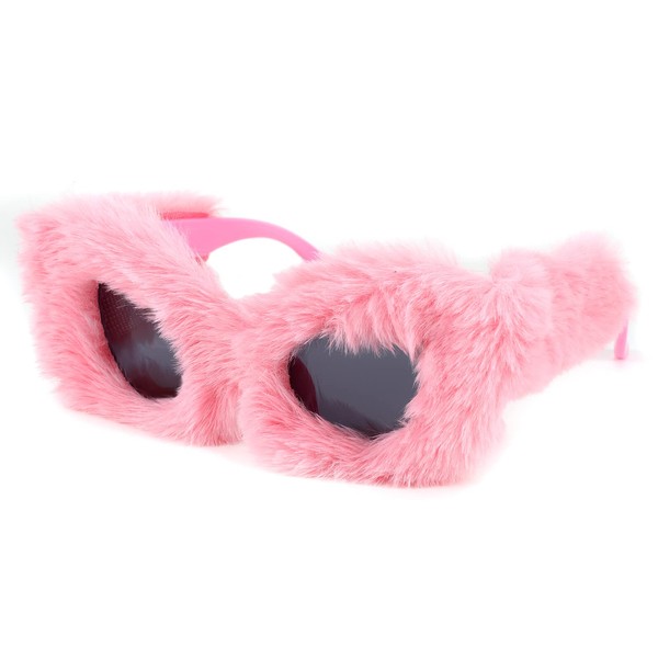 FEISEDY Women Plush Fuzzy Cat Eye Sunglasses Punk Soft Velvet