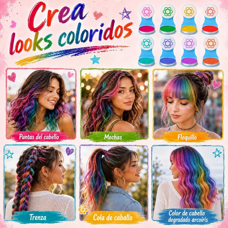 Tinte para el Cabello de 8 Colores, Color Duradero, Unisex