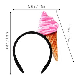 BinaryABC Ice Cream Cone Headband,Ice Cream Party Hat,Luau Hawaii Beach Summer Party Decoration Supplies (Pink)