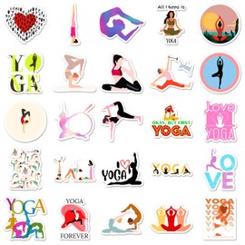 Yoga Stickers for Laptop (50 PCS),Gift for Children Teens Adults Girl Boys,Waterproof Stickers for Water Bottle,Yoga Vinyl Stickers for Scrapbook,Skateboard,Bike,Phone,Dairy