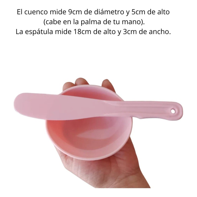 Cuenco De Silicona Flexible Rosa Con Espátula Pink