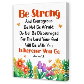Bible Verse Wall Art for Kids,Joshua 1:9 Be Strong Religious Scripture Canvas Wall Art,Inspirational Christian Wall Decor for Kids Room Nursery Classroom