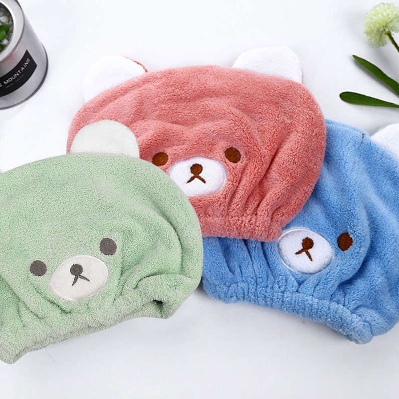 Children's Hair Drying Towel, Towel Cap, Bear Pattern, Hair Cap,