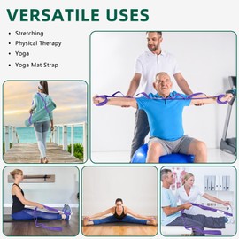 Abiarst Stretching Strap Yoga Straps for Physical Therapy, 10 Loops Non-Elastic Stretch Band for Pilates, Flexibility, Exercise and Gymnastics (Purple)