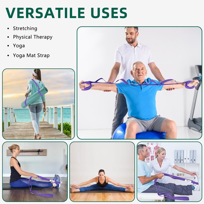 Abiarst Stretching Strap Yoga Straps for Physical Therapy, 10 Loops