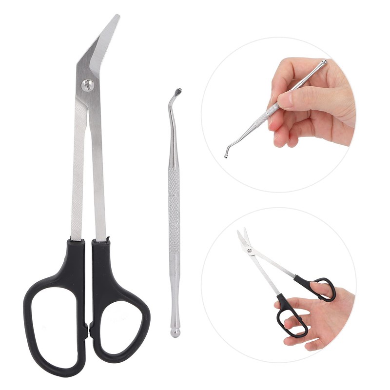Long Handled Scissors Set, Stainless Steel Toenail Scissors, Nail Picker,