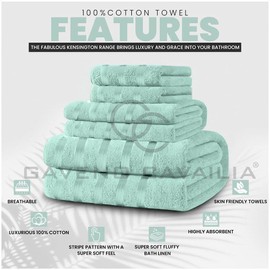 GC GAVENO CAVAILIA Flannel Face Cloth 12 Pack Striped Towels Set | 30 x 30 Cm Face Towels Cotton Washcloths Face Towel For Gym Spa | Soft Feel, Quick Dry & Super Absorbent Fingertip Towels, Duck Egg
