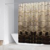 LQCOOL 4Pcs Brown Gradient Shower Curtain Set, Modern Geometric Shower