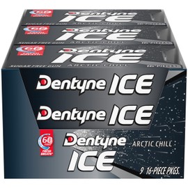 Dentyne Ice Arctic Chill Sugar-Free Chewing Gum, 9 Packs of 16 Pieces (144 Total Pieces)