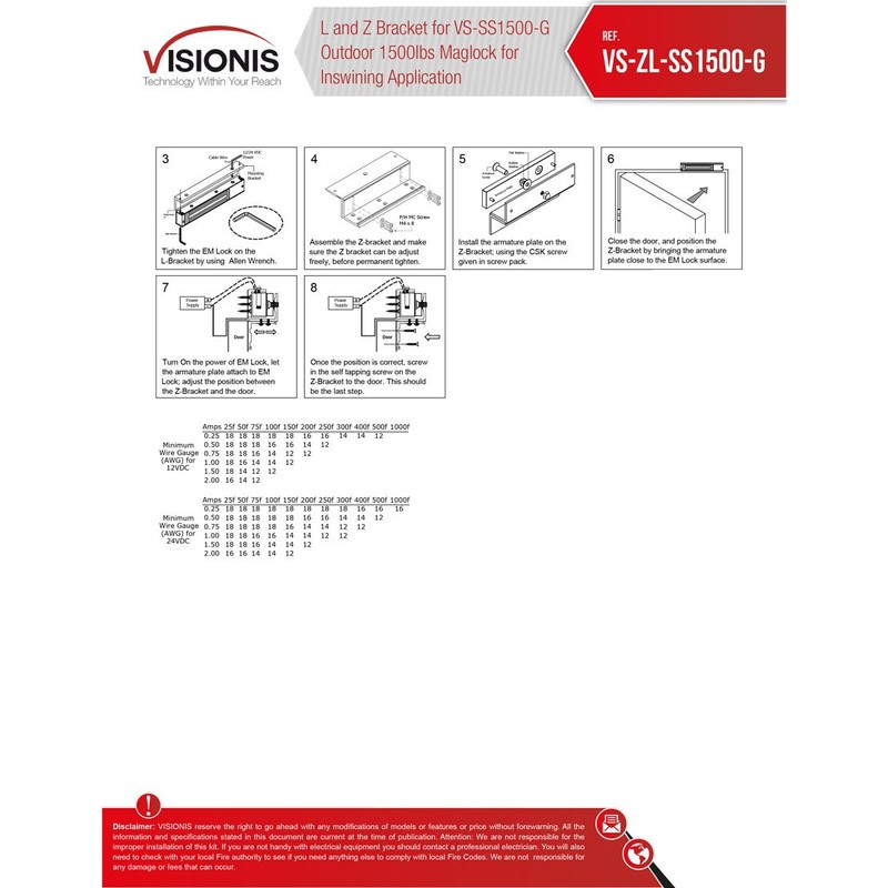 Visionis VS-ZL-SS1500 L and Z Bracket for 1500lbs Outdoor Gate