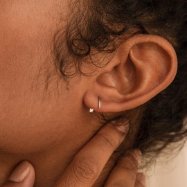 WOVEE Small Earrings Mini Stud Earrings Cubic Zirconia Open Half Hoop Earrings Huggie Silver Gold Women's Jewellery Gifts, Cubic Zirconia