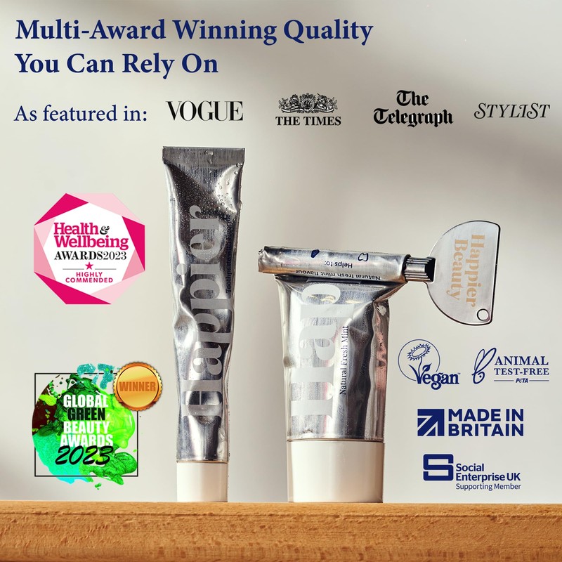 Happier Fresh Mint Toothpaste I Natural Whitening Toothpaste with Hydroxyapatite