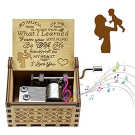 EQLEF Wooden Music Box, Daughter to Mom Son to Mom Hand Crank Vintage Music Box You Are My Sunshine Classical Box Gift for Birthday Christmas(2.5 * 1.9 * 1.4in)