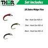 Thor Outdoor Zebra Midge Nymph Fly Fishing Set - 18