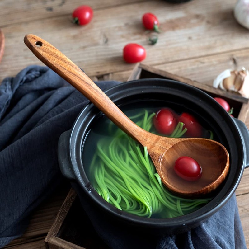 Natural Teak Wood Cooking Utensils, Wooden Spatula Set with Paddle,
