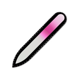 Mont Bleu Coloured Glass Nail File, in Black Velvet Case, Small and Handy Genuine, Tempered Glass, from the Czech Republic White pink