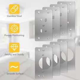 flintronic Stainless Steel Hinge Repair Plate, 8 Pieces Kitchen Hinge Repair Plates with 48 Pieces Screws, Kitchen Hinge Repair Kit Door Cabinet Home Furniture Drawer Boxes Window