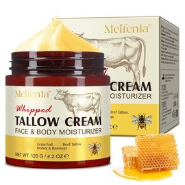 Meifenla Beef Tallow and Honey Cream,Organic Beef Tallow Balm for Face Moisturizer,Beef Tallow for Skincare, beef tallow face cream,120g Comfort skin hydration Hydrating Moisture - Scent: Beef Tallow and Honey Cream*3