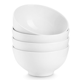 DOWAN 8.5 OZ Small Ceramic Bowls Set of 4 - White Bowls for Dessert, Dip, Side Dishes, Ice Cream, Fruit, Rice - Dishwasher & Microwave Safe (Soft White)