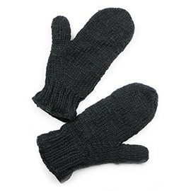 TCG Men’s Hand Knit Wool Mittens - Black