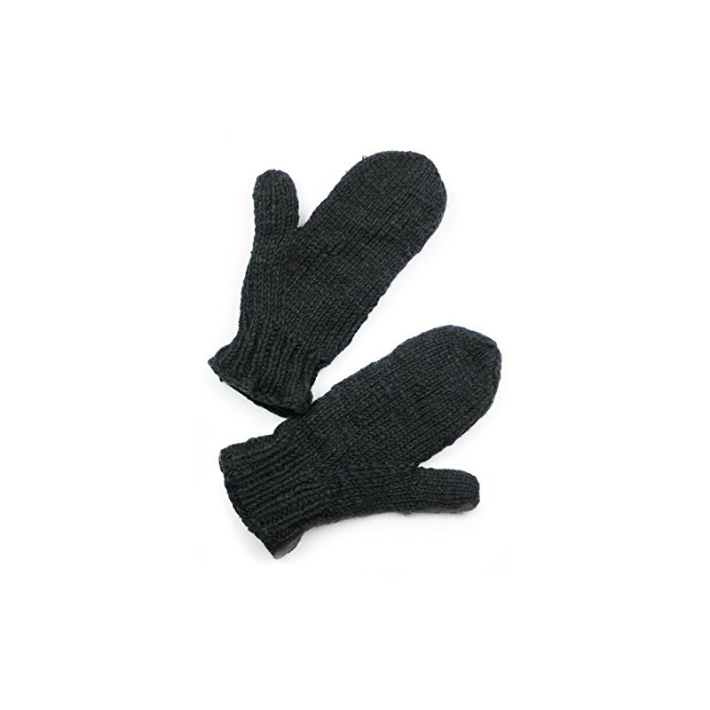 TCG Men’s Hand Knit Wool Mittens - Black