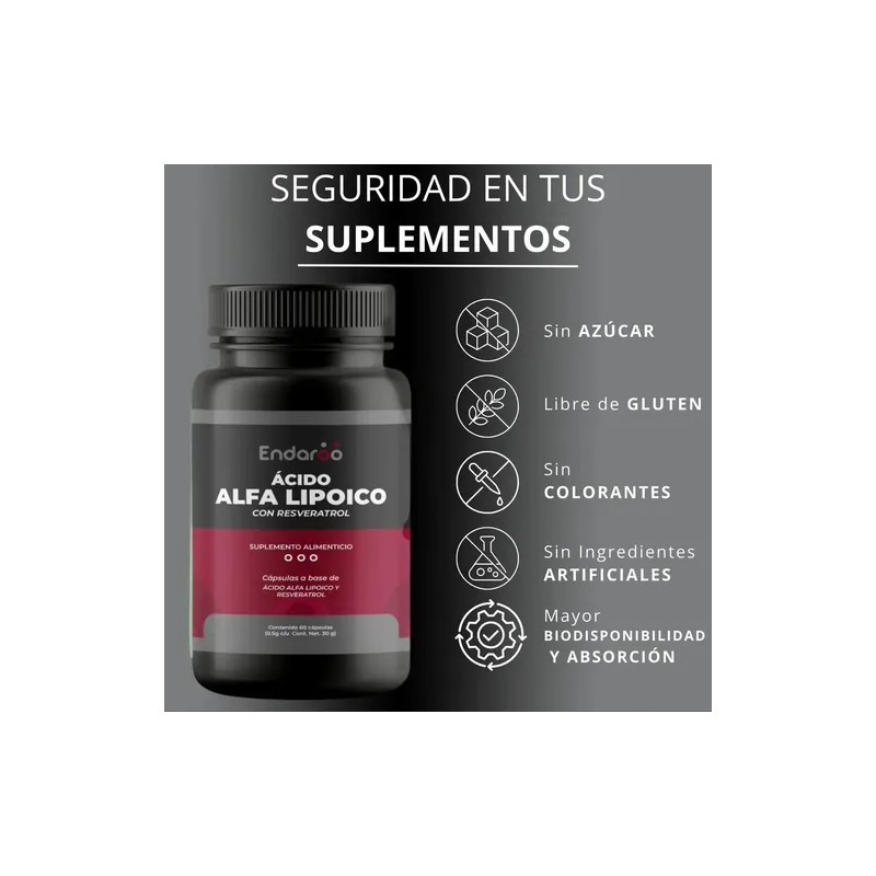 Pack Ácido Alfa Lipoico 60 Cápsulas + Resveratrol Premium Sabor