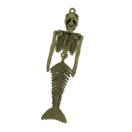The Slippery Pearl Large Mermaid Skeleton Pendant Antiqued Bronze Moveable Fairy Tale Charm
