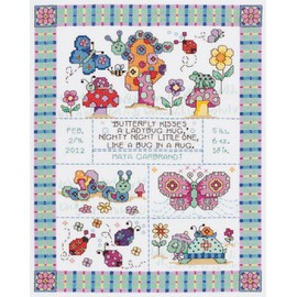 Janlynn 14 Count Bug in a Rug Birth Record Counted Cross Stitch Kit, 9-3/4-Inch by 12-3/4-Inch