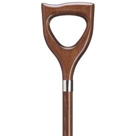 Walking Cane Shovel Handle Therapy Walnut Stain Wood Cane Wt Cap 250 lbs