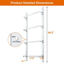 Zwinz 4-Rung Window Well Ladder Straight, Heavy Duty Steel Fire Escape Ladder, Powder-Coated Basement Egress Window Ladder Wall Mounted Ladder 45.2" Lx17.9 W, White