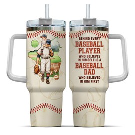 99WHALE Coffee Yellow Fathers Men Swig Women Tumblers Cup Handle Red Life Modern For Day Simple Boys, Baseball Gifts, Tumbler 40 Oz With Handle Lid And Straw, Baseball Player Dad