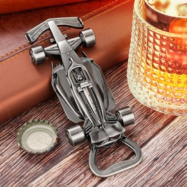LULLEA Racing Car Bottle Opener with Spinning Wheels, Unique Racing Gifts for Men, Dad, Silver Bar Tool with Gift Bag, Perfect Gifts for Birthday, Father’s Day, Christmas, Pub Nights, BBQs