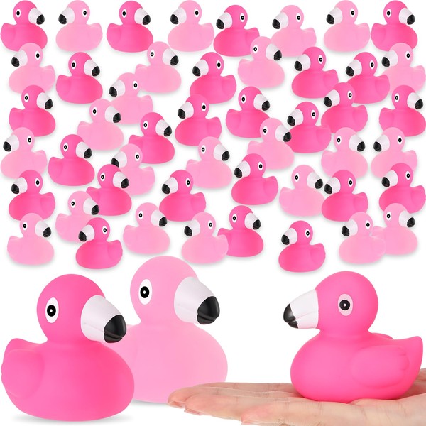 Jerify 100 Pcs Flamingo Rubber Duck Bulk Rose Pink Light