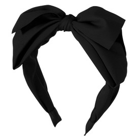Fengek Big Black Bow Headband for Women - Wide Turban Knotted Bow Hair Accessories, Elegant Hair Bow Headbands for Holiday & Daily Use