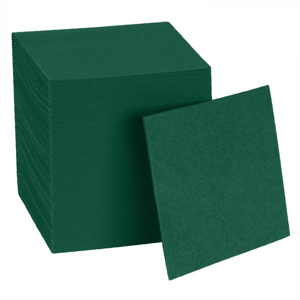 Servilletas de papel desechables para cóctel, color verde, 4 x 4 pulgadas, paquete de servilletas de papel cuadrado para fiesta, para bar, cafetería, restaurante, Navidad, cumpleaños, boda, baby shower, 100 unidades
