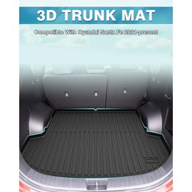 Mixsuper Cargo Liner for 2021-2023 Hyundai Santa Fe, Santa Fe Hybrid, Santa Fe Plug-in Hybrid, Only Fit 5 Passenger, All Weather Trunk Liner Rear Cargo Mat Black