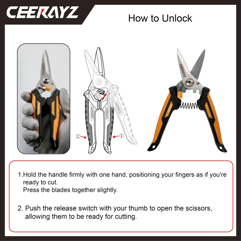 CEERAYZ 185mm All Purpose, Heavy Duty Scissors, Garden Shears, Scissors