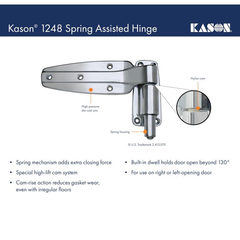 Kason 1248 Spring Assisted Hinge, Flush, 11248000004