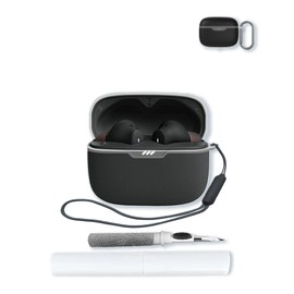 TPU Case Compatible with JBL Tune 230NC TWS with Keychain,Cleaning Kit and Lanyard Soft Protective Shockproof Cover for JBL T230NC Earbuds-Clear