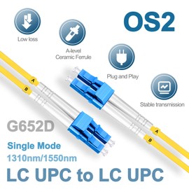 Lebrudos 5Pcs 0.3 Meter Fiber Optic Patch Cord LC UPC to LC UPC, Duplex Single Mode Fiber Cable Jumper OS2 G652D 9/125μm, 1310nm/1550nm LSZH 3.0mm