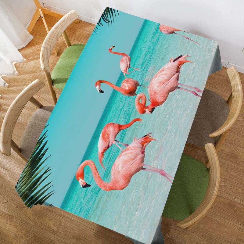 Walmsco Tablecloth Blue Beach Flamingo Decor For Dining Room Kitchen
