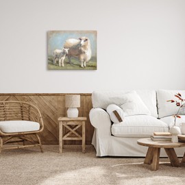 Stupell Industries Sheep Lamb Family Farm Canvas Wall Art, Design by Sara Baker