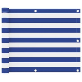 vidaXL Balcony Privacy Screen Canopy Patio Wind Protection Sun Protection Balcony Cover Balcony Cladding White Blue 75 x 400 cm Oxford Fabric