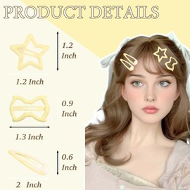 STGDAK 18 PCS Yellow Star Hair Clips Cute Star Clip Metal Barrettes For Women Mini Bow Barrette Non Slip Snap Hair Clips Y2k Accessories For Girls Party Cosplay Kawaii Clip Decoration