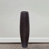 Brown Decorative Contemporary Mango Wood Ribbed Design Round Floor Vase,