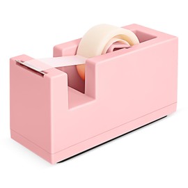 1 Desktop Stapler & 1 Tape Dispenser - 25 Sheet Capacity with 830 Staples and Staple Remover, Non-Slip for Office,School, Home & Classroom, Pink(Tape not Included)