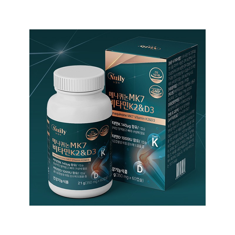 뉴일리 Newly Menaquinone MK7 Vitamin K2 Vitamin D3 60 capsules